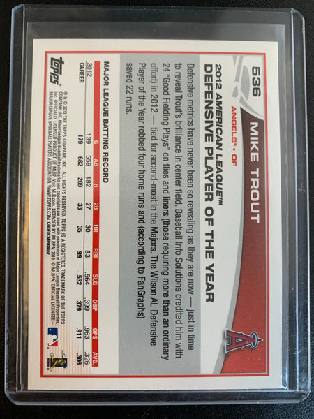 2013 TOPPS BASEBALL #536 LOS ANGELES ANGELS - MIKE TROUT EMERALD PARALLEL INSERT
