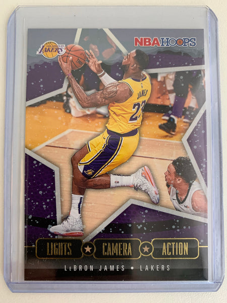 2020-2021 PANINI HOOPS NBA BASKETBALL #22 LOS ANGELES LAKERS - LEBRON JAMES LIGHTS CAMERA ACTION INSERT CARD