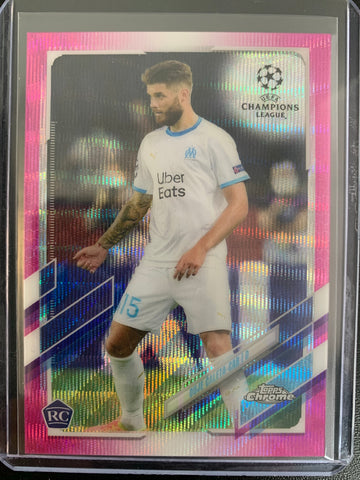 2021 TOPPS CHROME UEFA CHAMPIONS LEAGUE SOCCER #30 OLYMPIQUE DE MARSEILLE - DUJE CALETA-CAR PINK PRIZM ROOKIE CARD
