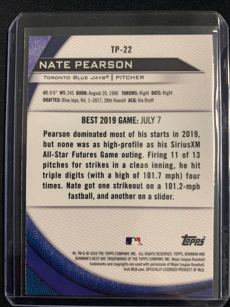 2020 BOWMAN'S BEST BASEBALL #TP-22 TORONTO BLUE JAYS - NATE PEARSON BOWMAN'S BEST