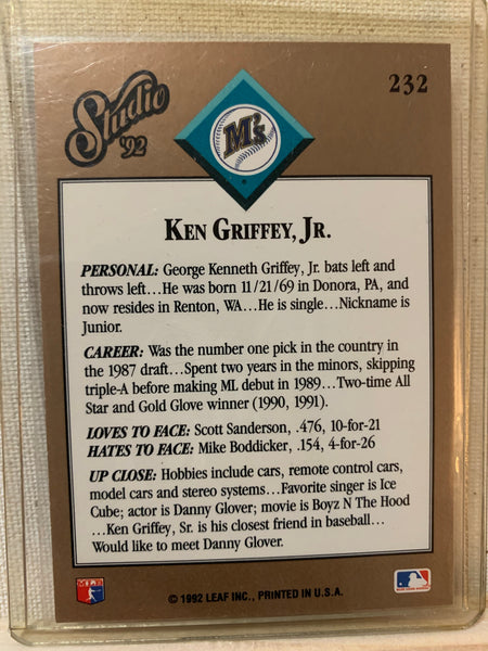 1992-93 LEAF STUDIO BASEBALL #232 - KEN GRIFFEY JR CARD RAW