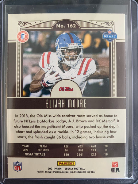 2021 PANINI LEGACY FOOTBALL #162 NEW YORK JETS - ELIJAH MOORE ROOKIE CARD