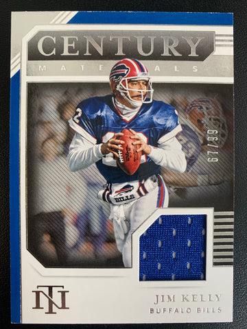 2020 PANINI NATIONAL TREASURES FOOTBALL #CM-JK BUFFALO BILLS - JIM KELLY NATIONAL TREASURES CENTURY MATERIALS JERSEY NUMBERED 67/99