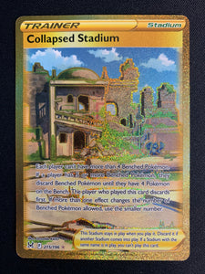 2022 POKEMON LOST ORIGIN COLLAPSED STADIUM GOLD SECRET RARE #215/196 - PACK FRESH !