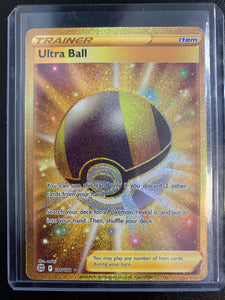 POKEMON SW & SH BRILLIANT STARS ULTRA BALL TRAINER GOLD SECRET RARE - 186/172 - PACK FRESH CONDITION