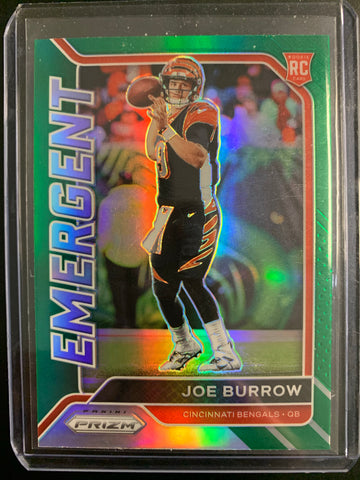 2020 PANINI PRIZM FOOTBALL #1 CINCINNATI BENGALS - JOE BURROW EMERGENT ROOKIE CARD GREEN PRIZM PARALLEL