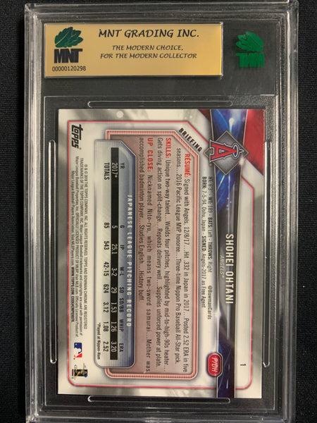 2018 TOPPS BOWMAN CHROME BASEBALL #1 LOS ANGELES ANGELS - SHOHEI OHTANI CHROME ROOKIE CARD GRADED MNT 9.0 MNT