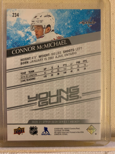 2020-21 UPPER DECK HOCKEY #234 WASHINGTON CAPITALS - CONNOR MCMICHAEL YOUNG GUNS ROOKIE CARD RAW