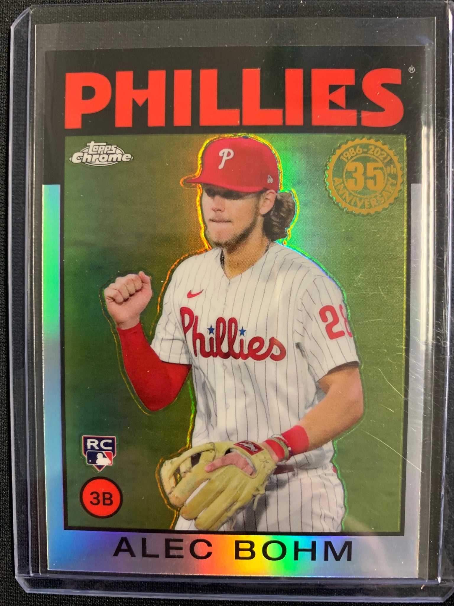 2021 TOPPS CHROME BASEBALL #86BC-14 PHILADELPHIA PHILLIES - ALEC BOHM TOPPS 35TH ANNIVERSARY CHROME ROOKIE CARD