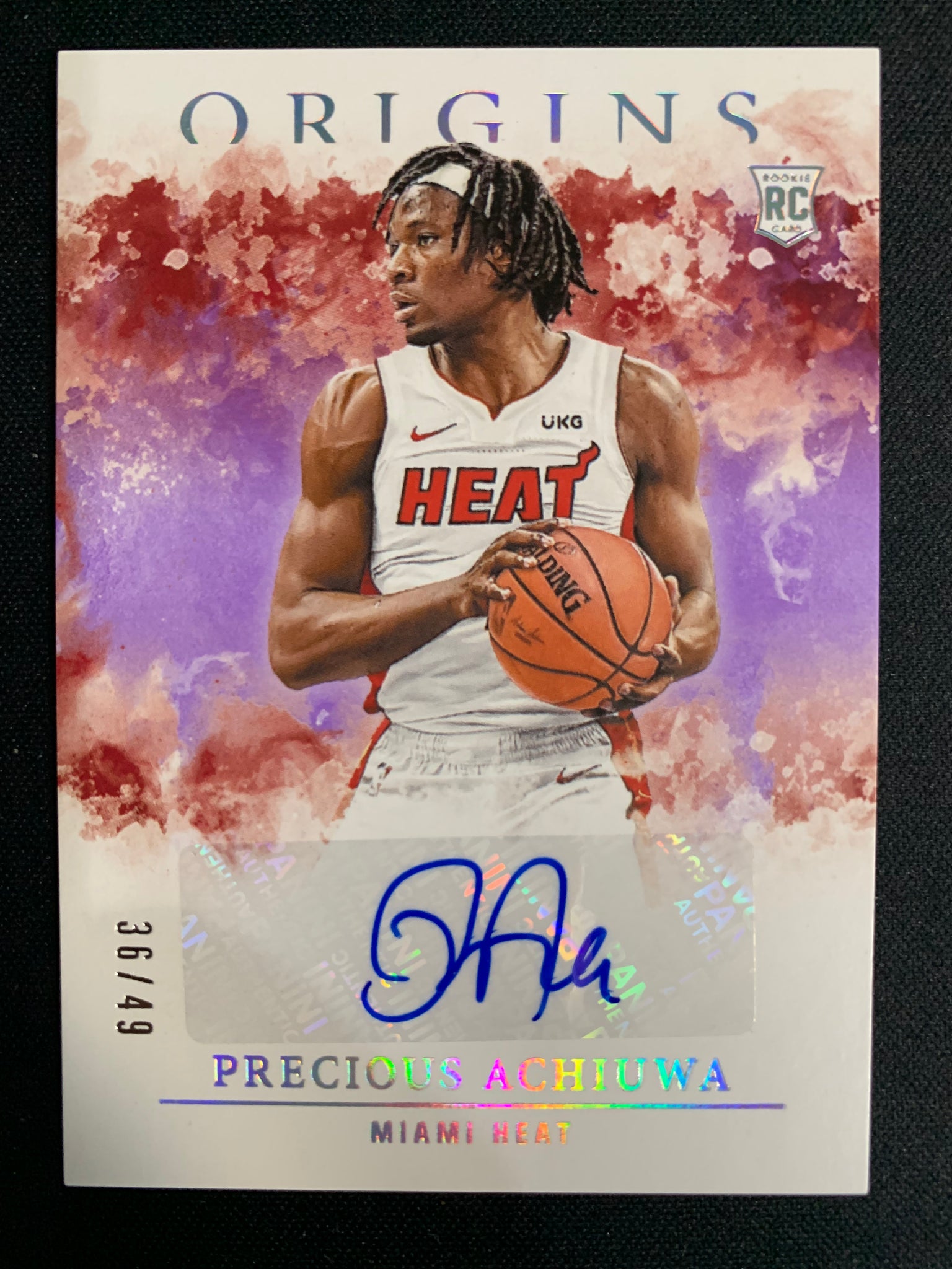 2020-2021 PANINI ORIGINS BASKETBALL #RA-ACH MIAMI HEAT - PRECIOUS ACHIUWA ROOKIE AUTO NUMBERED 36/49