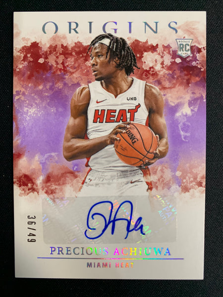 2020-2021 PANINI ORIGINS BASKETBALL #RA-ACH MIAMI HEAT - PRECIOUS ACHIUWA ROOKIE AUTO NUMBERED 36/49