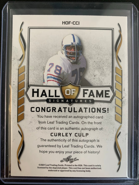 2021 LEAF SIGNATURE SERIES FOOTBALL #HOF-CC1 HOUSTON OILERS - CURLEY CULP HALL OF FAME SIGNATURES AUTO