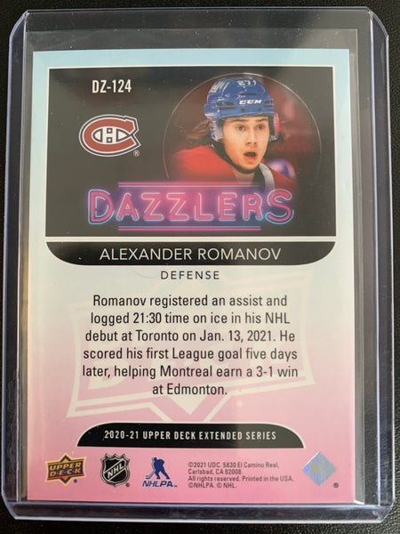 2020-21 UPPER DECK EXTENDED HOCKEY #DZ-124 MONTREAL CANADIENS - ALEXANDER ROMANOV BLUE DAZZLERS INSERT CARD