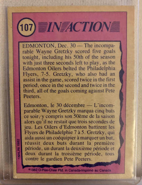 1982-83 O-PEE-CHEE HOCKEY #107 EDMONTON OILERS - WAYNE GRETZKY IN ACTION CARD RAW