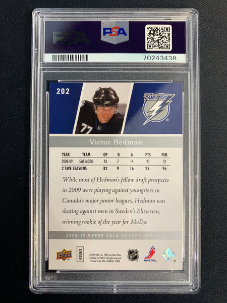 2009 UPPER DECK SERIES 1 HOCKEY #202 - TAMPA BAY LIGHTNING - VICTOR HEDMAN YOUNG GUNS ROOKIE GRADED PSA 9 MINT