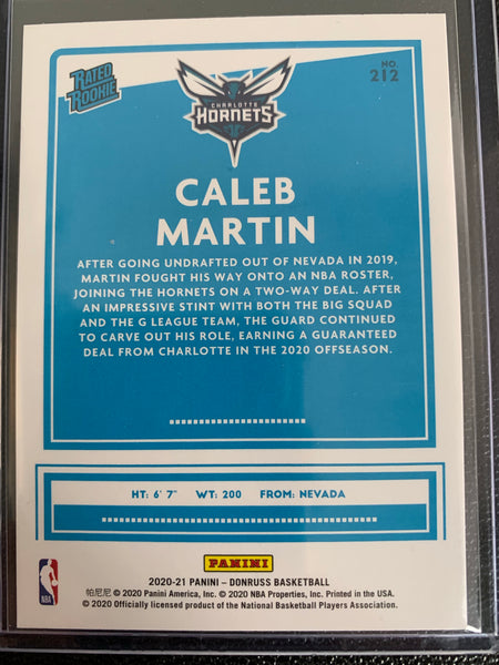 2020-2021 PANINI DONRUSS CHOICE NBA BASKETBALL #212 CHARLOTTE HORNETS - CALEB MARTIN CHOICE SILVER RATED ROOKIE CARD