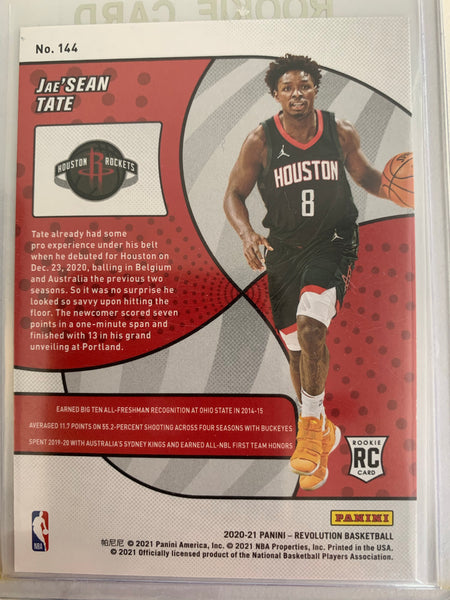 2020-2021 PANINI REVOLUTION NBA BASKETBALL #144 HOUSTON ROCKETS - JAE'SEAN TATE REVOLUTION ROOKIE CARD