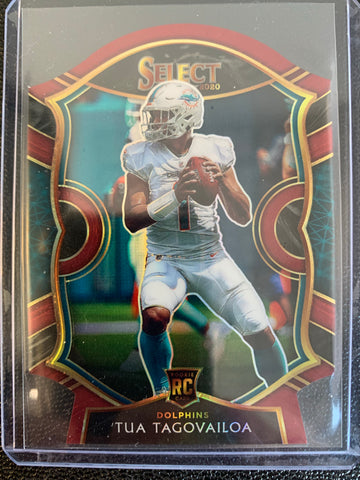 2020 PANINI SELECT FOOTBALL #45 MIAMI DOLPHINS - TUA TAGOVAILOA DIE CUT CONCOURSE LEVEL PRIZM ROOKIE CARD