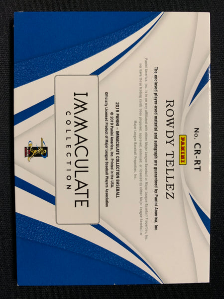 2019 PANINI IMMACULATE BASEBALL #CR-RT TORONTO BLUE JAYS - ROWDY TELLEZ CLUTCH ROOKIES PATCH AUTO NUMBERED 06/10