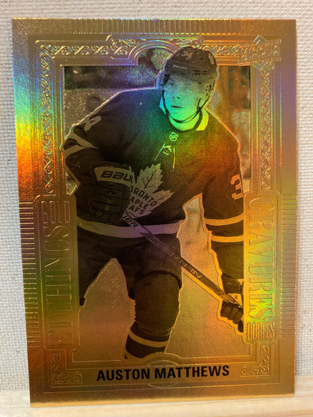 2018-19 TIM HORTONS HOCKEY #GE-2 TORONTO MAPLE LEAFS - GOLD ETCHINGS AUSTON MATTHEWS CARD RAW