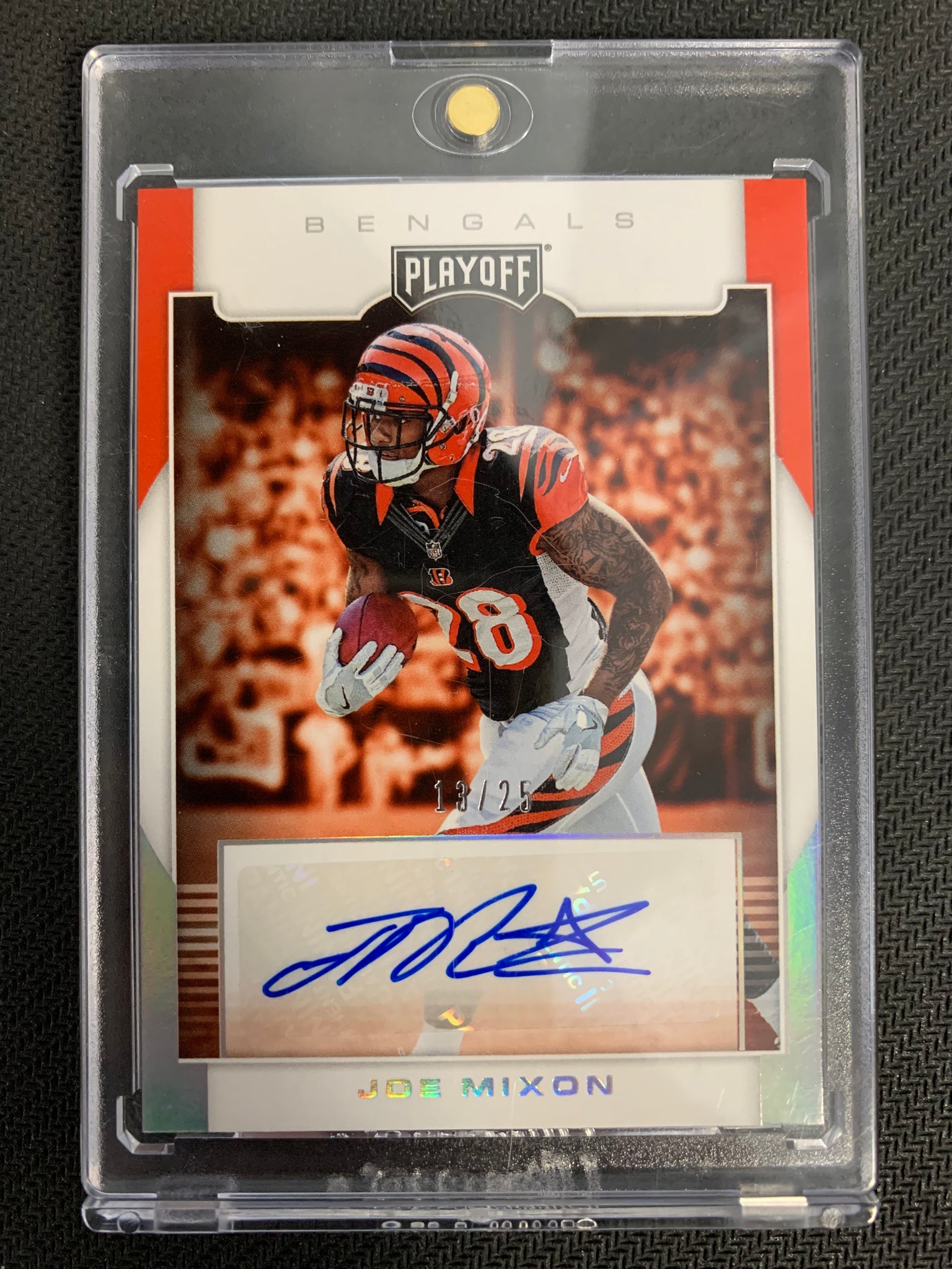 2017 PANINI PLAYOFF NFL FOOTBALL #RAV-JM CINCINNATI BENGALS - JOE MIXON ROOKIE AUTO NUMBERED 13/25