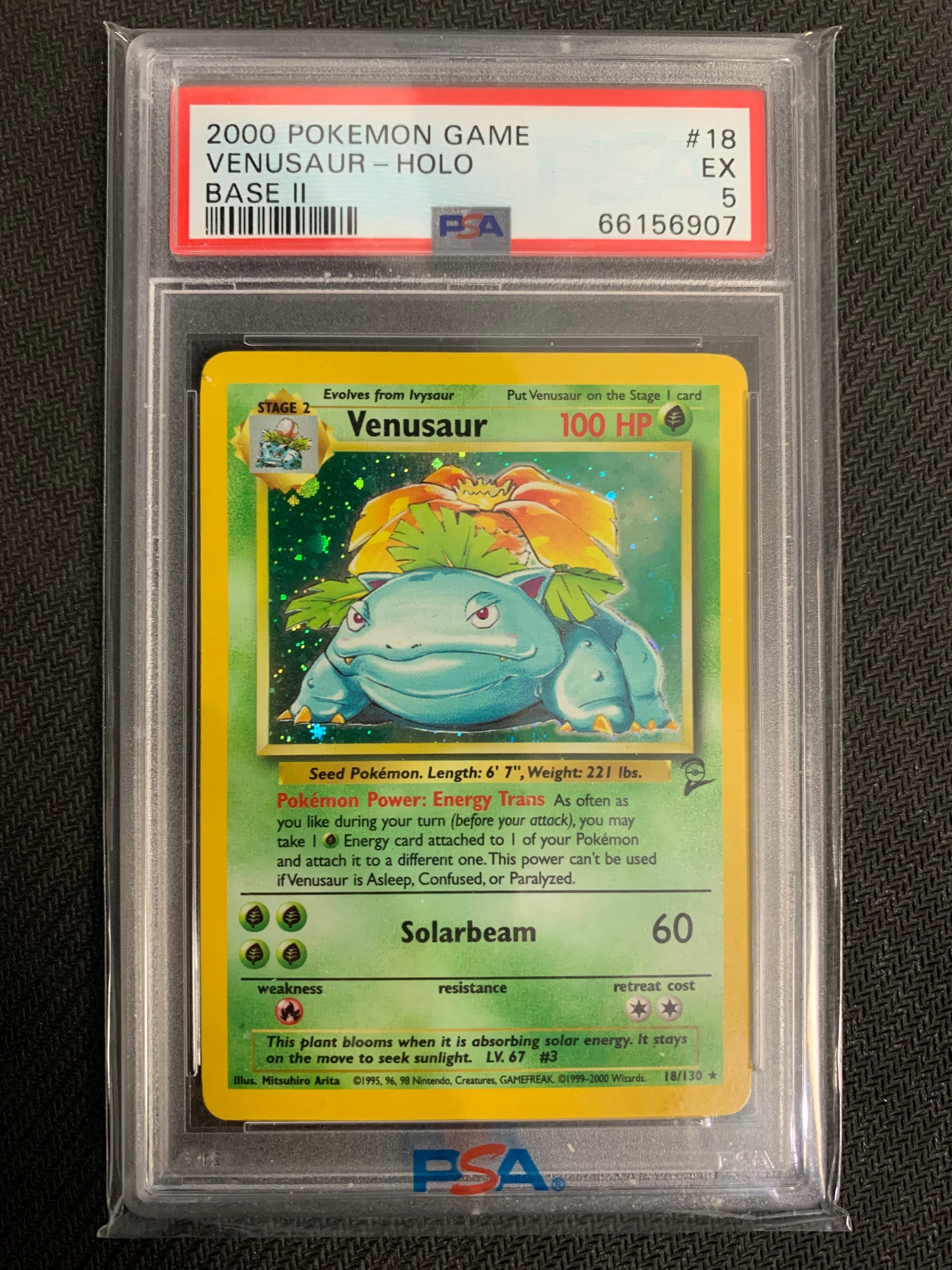2000 POKEMON GAME BASE II VENUSAUR HOLO 18/130 - GRADED PSA 5 EXCELLENT