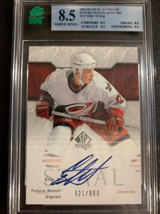 2003-04 SP AUTHENTIC HOCKEY #137 CAROLINA HURRICANES - ERIC STAAL FUTURE WATCH AUTO ROOKIE CARD GRADED MNT 8.5 NMNT-MNT+ 9.5 AUTO