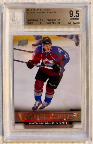 2013-14 UPPER DECK HOCKEY #238 COLORADO AVALANCHE - NATHAN MACKINNON ROOKIE CARD GRADED BGS 9.5 GEM MINT