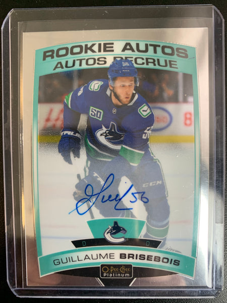 2020-21 UD O-PEE-CHEE PLATINUM HOCKEY #R-GB VANCOUVER CANUCKS - GUILLAUME BRISEBOIS ON CARD ROOKIE AUTOGRAPH
