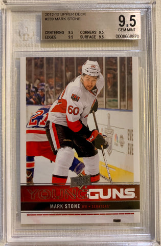 2012-13 UPPER DECK HOCKEY #239 OTTAWA SENATORS - MARK STONE  ROOKIE CARD GRADED BGS 9.5 GEM MINT