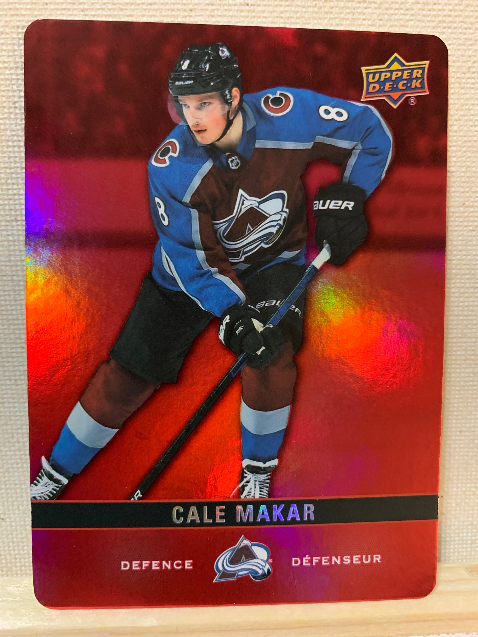 2019-20 TIM HORTONS HOCKEY #DC-19 COLORADO AVALANCHE - RED DIE CUT CALE MAKAR CARD RAW