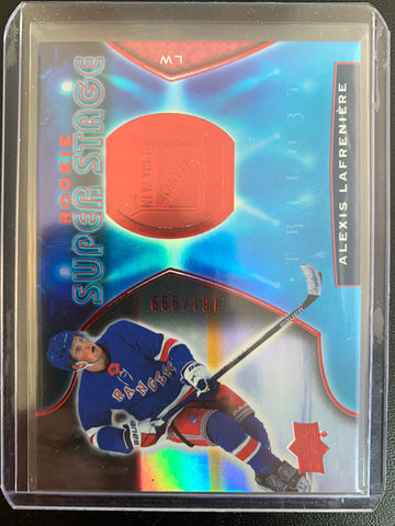 2020-21 UPPER DECK TRILOGY HOCKEY #RSS-1 NEW YORK RANGERS - ALEXIS LAFRENIERE ROOKIE SUPER STAGE INSERT ROOKIE CARD NUMBERED 161/999