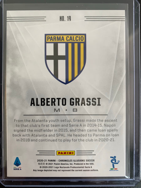 2020-2021 PANINI CHRONICLES ILLUSIONS SOCCER #19 ALBERTO GRASSI ILLUSIONS GREEN VARIATION ROOKIE CARD NUMBERED 5/5