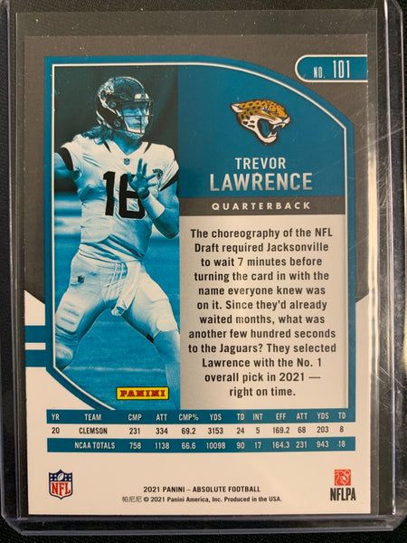 2021 PANINI ABSOLUTE FOOTBALL #101 JACKSONVILLE JAGUARS - TREVOR LAWRENCE BASE ROOKIE CARD