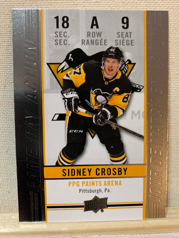 2018-19 TIM HORTONS HOCKEY #GDA-9 PITTSBURGH PENGUINS - GAME DAY ACTION SIDNEY CROSBY CARD RAW