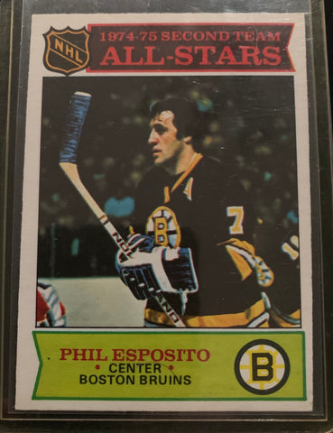1975-76 O-PEE-CHEE HOCKEY #292 BOSTON BRUINS - PHIL ESPOSITO ALL-STAR CARD RAW