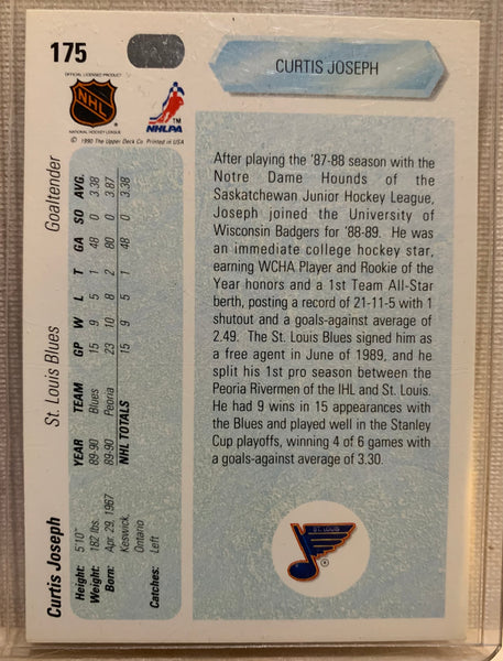 1990-91 UPPER DECK HOCKEY #175 ST.LOUIS BLUES - CURTIS JOSEPH ROOKIE CARD RAW