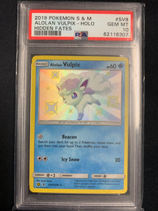 2019 POKEMON SUN & MOON HIDDEN FATES ALOLAN VULPIX HOLO #SV8 GRADED PSA 10 GEM MINT