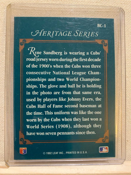 1992-93 LEAF BASEBALL #BC-1 - RYNE SANDBERG HERITAGE SERIES CARD RAW