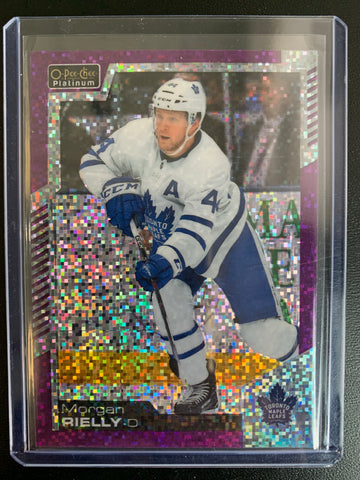 2020-21 UD O-PEE-CHEE PLATINUM HOCKEY #42 TORONTO MAPLE LEAFS - MORGAN RIELLY VIOLET PIXELS PARALLEL NUMBERED 358/399