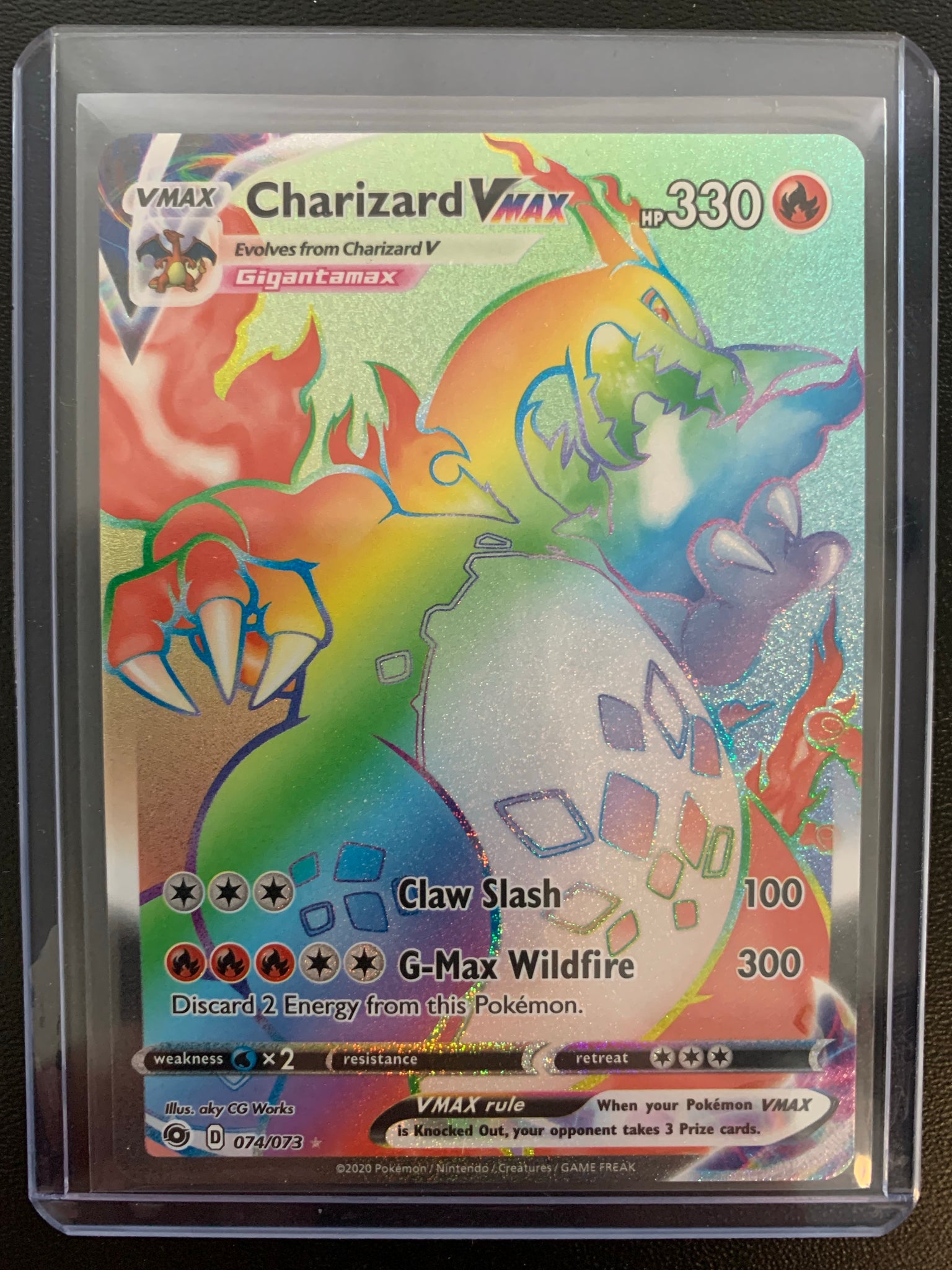 pokemon cards vmax charizard rainbow POKEMON CHAMPION'S PATH VMAX FULL ART SECRET RARE CHARIZARD 074/073 – Mint Sports Cards & Collectibles