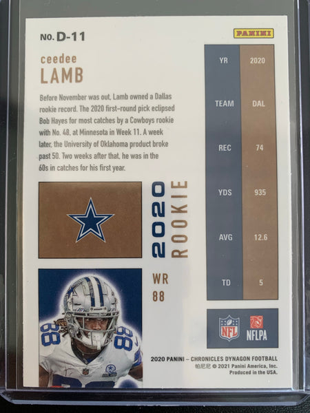 2020 PANINI CHRONICLES DYNAGON FOOTBALL #D-11 DALLAS COWBOYS - CEE DEE LAMB ROOKIE CARD