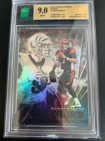 2020 PANINI ILLUSIONS FOOTBALL #5 CINCINNATI BENGALS - JOE BURROW ROOKIE CARD GRADED MNT 9.0 MINT