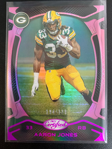 2021 PANINI CERTIFIED FOOTBALL #72 GREEN BAY PACKERS - AARON JONES PINK PARALLEL NUMBERED 194/199