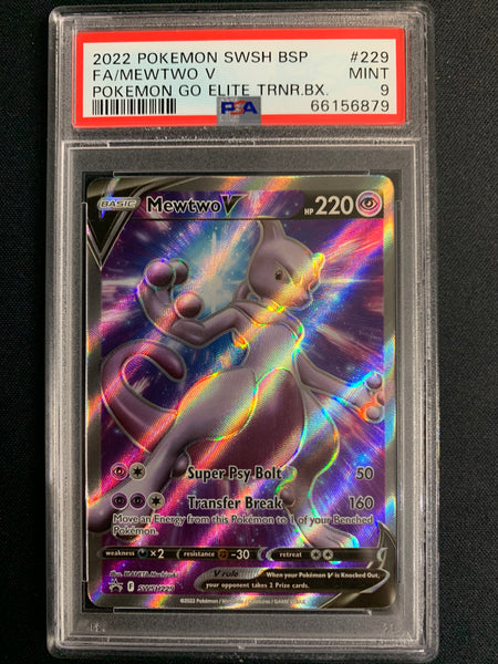 2022 POKEMON GO TCG MEWTWO V FULL ART BLACK STAR PROMO SWSH229 - GRADED PSA 9 MINT