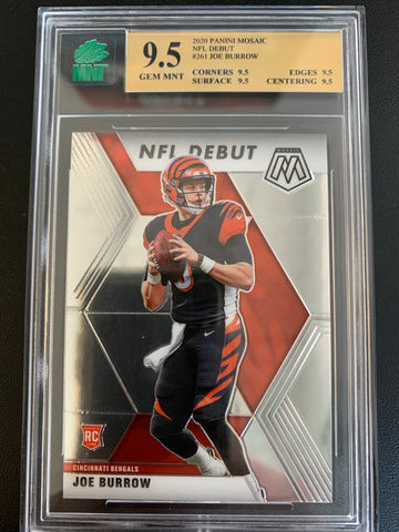 2020 PANINI MOSAIC FOOTBALL #261 CINCINNATI BENGALS - JOE BURROW MOSAIC NFL DEBUT ROOKIE CARD GRADED MNT 9.5 GEM MINT