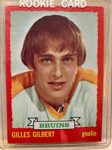 1973-74 O-PEE-CHEE HOCKEY #74 BOSTON BRUINS - GILLES GILBERT ROOKIE CARD RAW