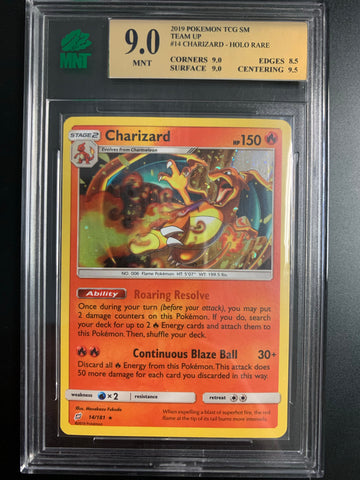 POKEMON 2019 S&M TEAM UP #14 CHARIZARD HOLO RARE GRADED MNT 9.0 MINT