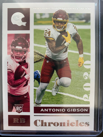 2020 PANINI CHRONICLES FOOTBALL #100 WASHINGTON REDSKINS - ANTONIO GIBSON ROOKIE CARD