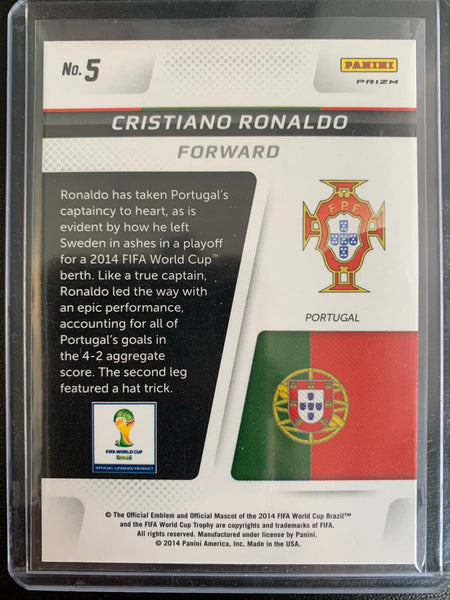 2014 FIFA WORLD CUP PANINI PRIZM SOCCER #5 CRISTIANO RONALDO CUP CAPTAINS GOLD PRIZM PARALLEL